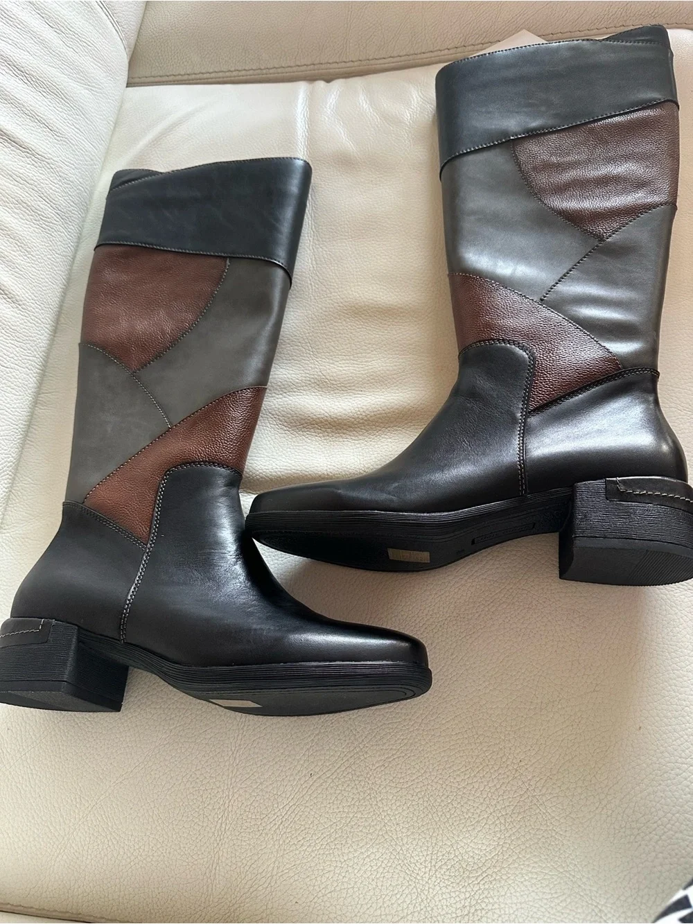 NIB Spring Step Patchwork Boots.high-quality Multi-color combo leather.s40(US 9)